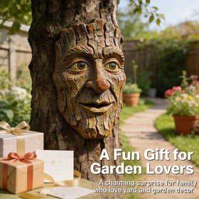 FmnyYaid yard art tree face ornament sparks conversation and delight.