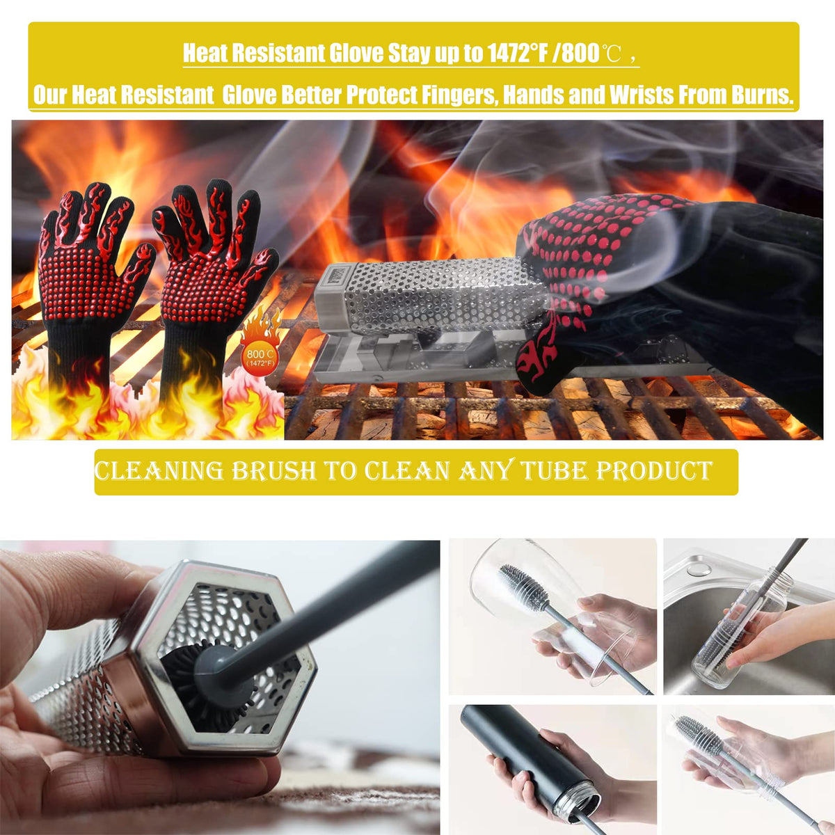FMOON cleaning brush and heat-resistant glove simplify maintenance after smoking.