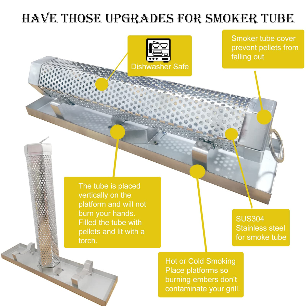 FMOON tube cover keeps pellets contained for cleaner grilling sessions.