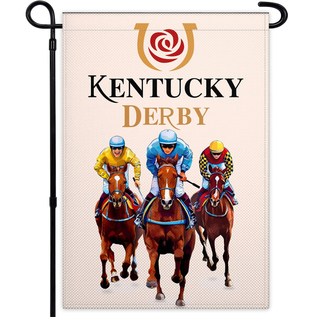 Fnaners Kentucky garden flag with rose horse design for outdoor display and curb appeal.