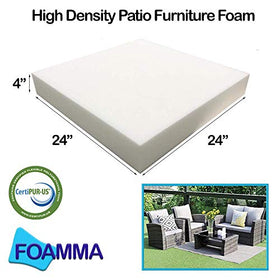 Foamma square foam pad provides firm comfort for replacement cushions.