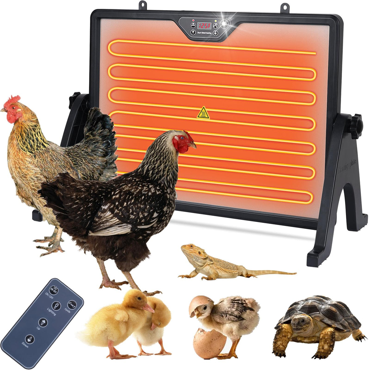 Foandbevi chicken coop heater remote-control setup for easy warmth management.