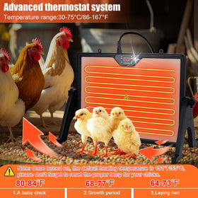 Foandbevi heat-range-16-inch coverage keeps chicks warm across a broad area.