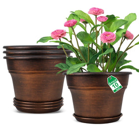 Fodetyff 10-inch copper planter front view showing drainage for indoor use