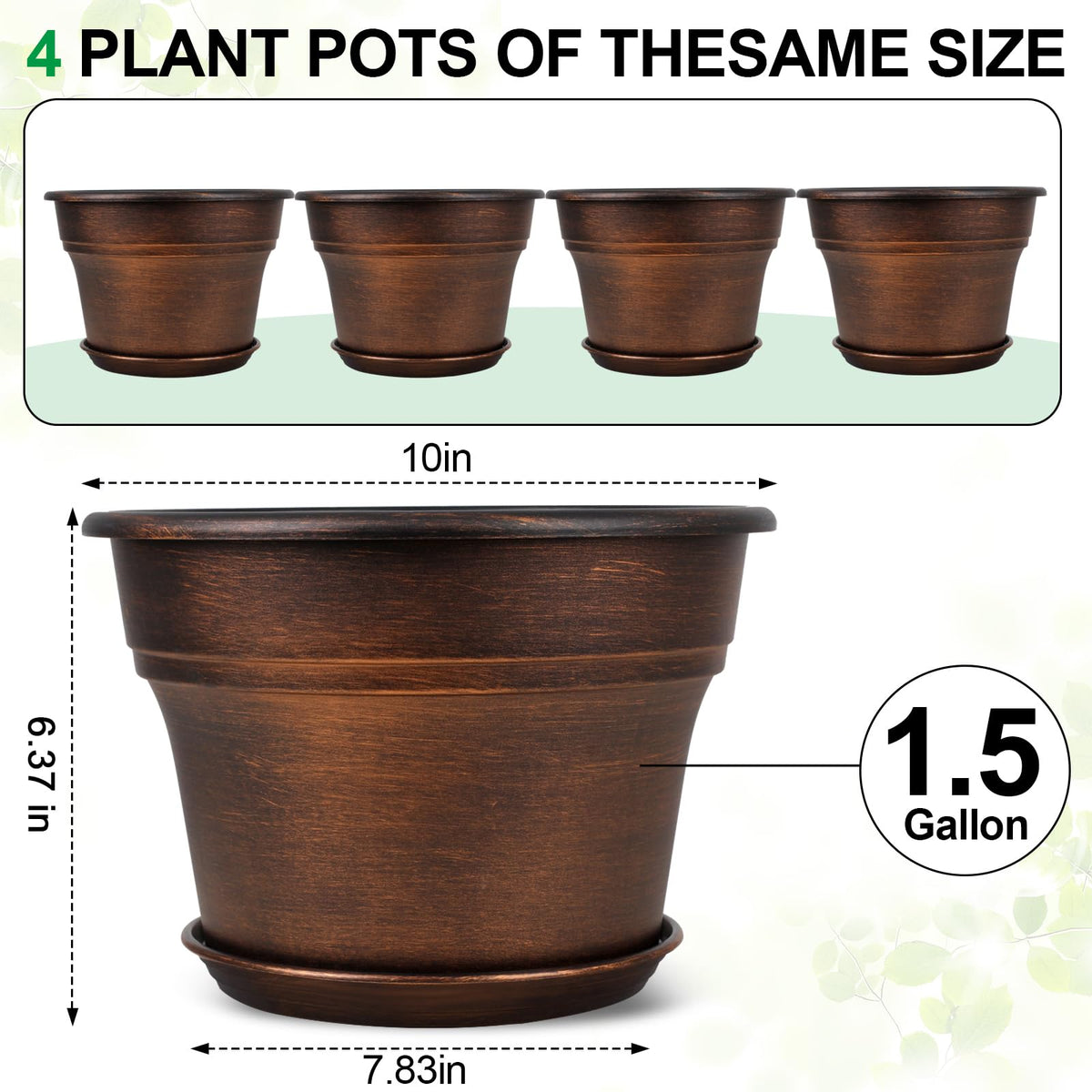 Fodetyff 10-inch copper planter with rolled rim for easy lifting