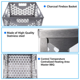 Foedo firebox basket detached for quick removal and easy cleanup.