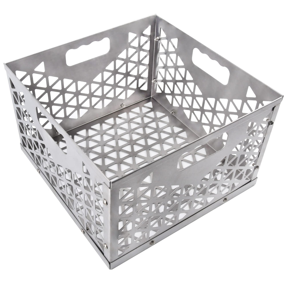 Foedo stainless steel firebox basket for Oklahoma Joe smoker, durable construction.
