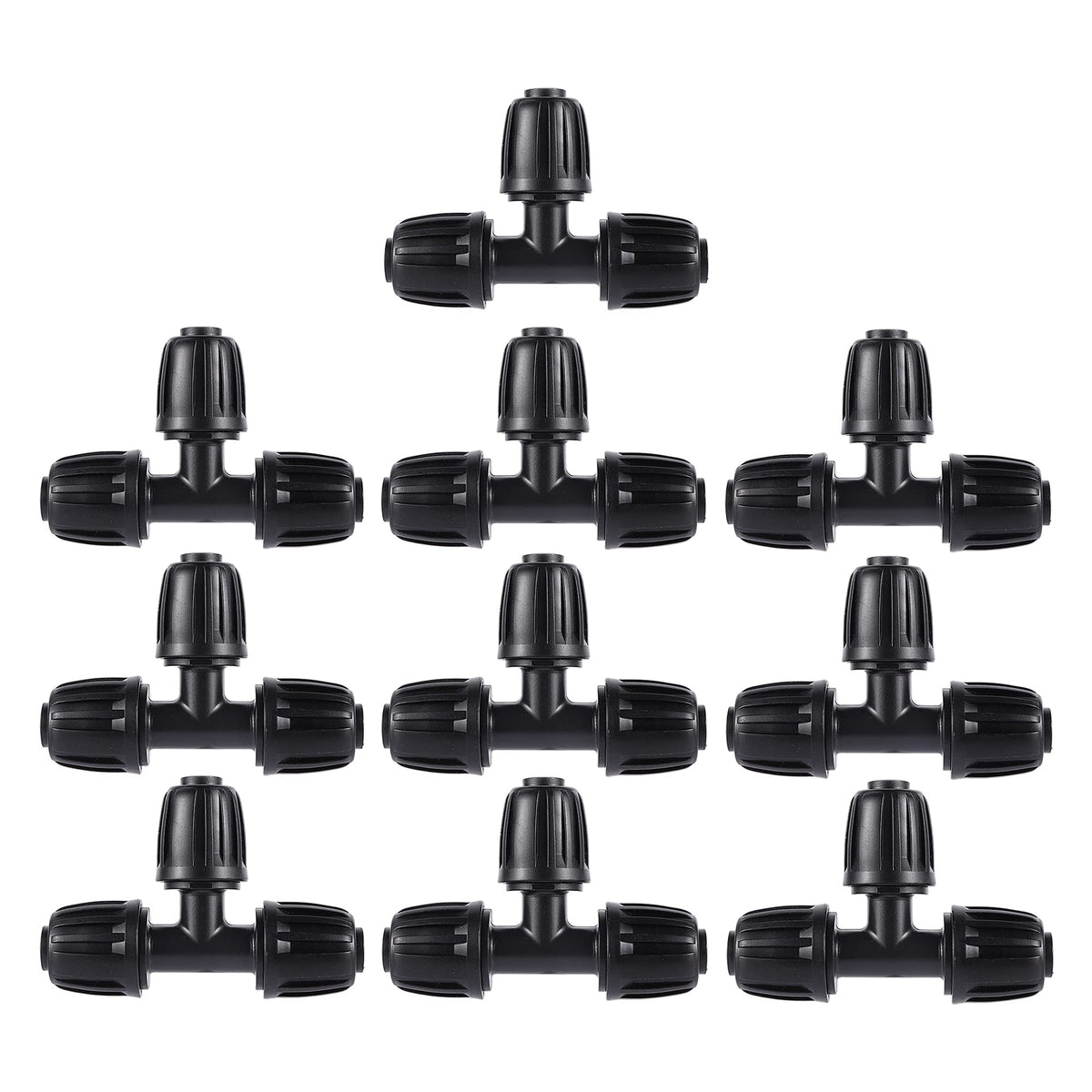 FOGWOWO half-inch tee connector demonstrates quick, leak-free installation for drip irrigation