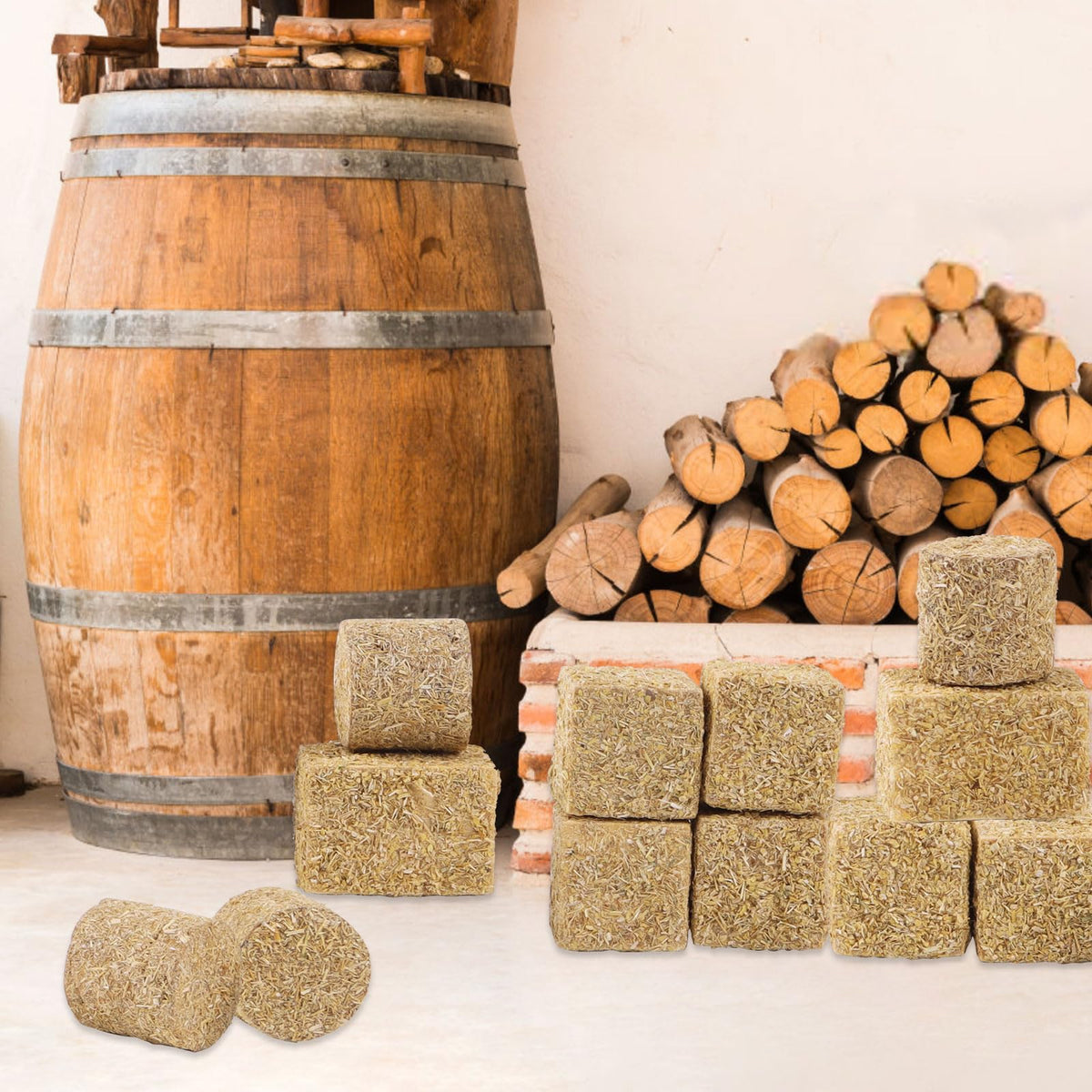 FOIMAS hay bales in a dollhouse stable create realistic countryside detail