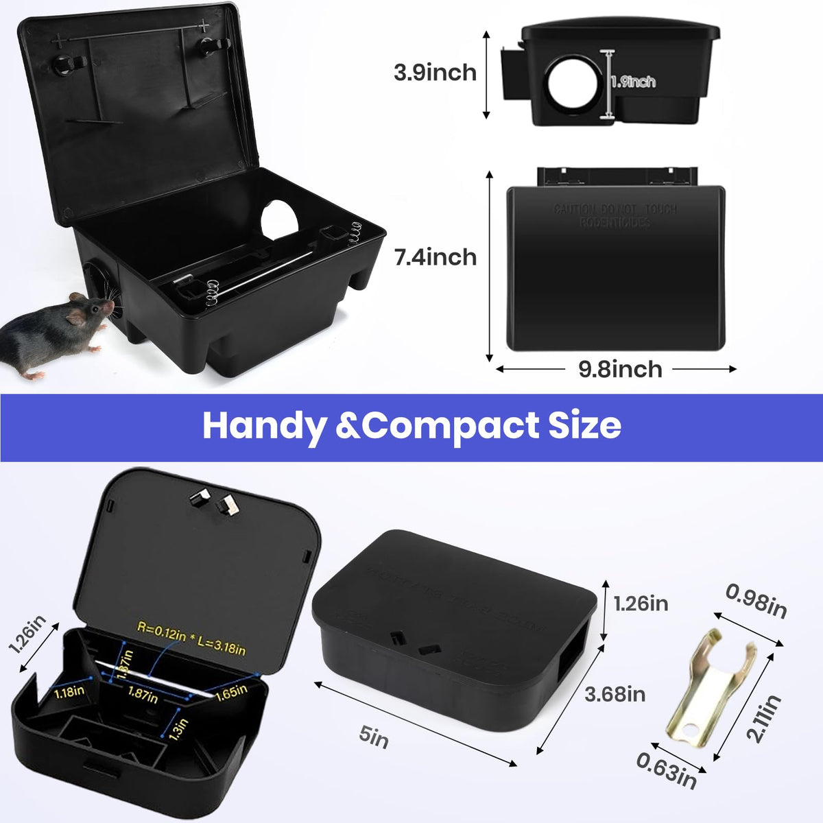 Foivieide locking bait station large lid open for easy reload access.