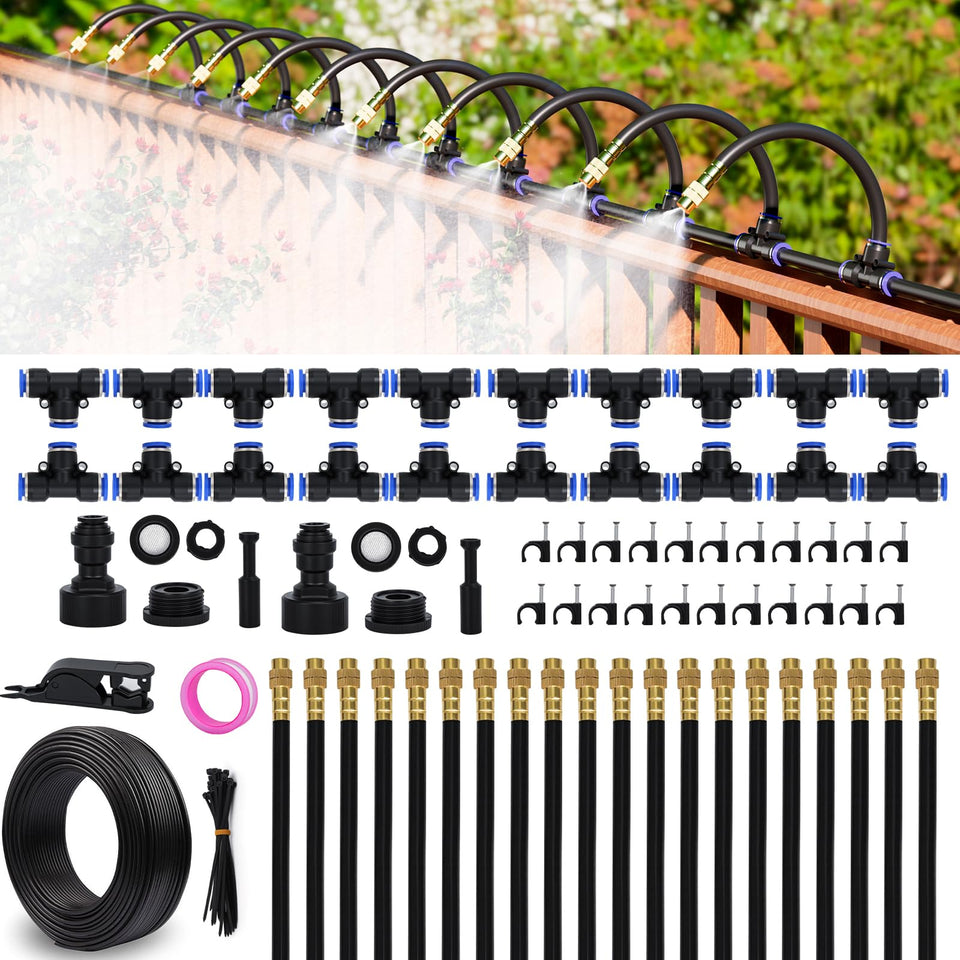 FOKATY drip irrigation 66ft system for versatile garden watering.