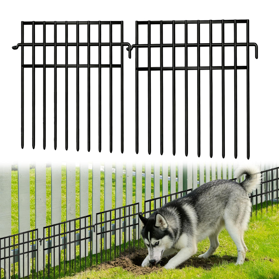 FOKEP 30-panel fence sections snapped together for easy no-dig setup.