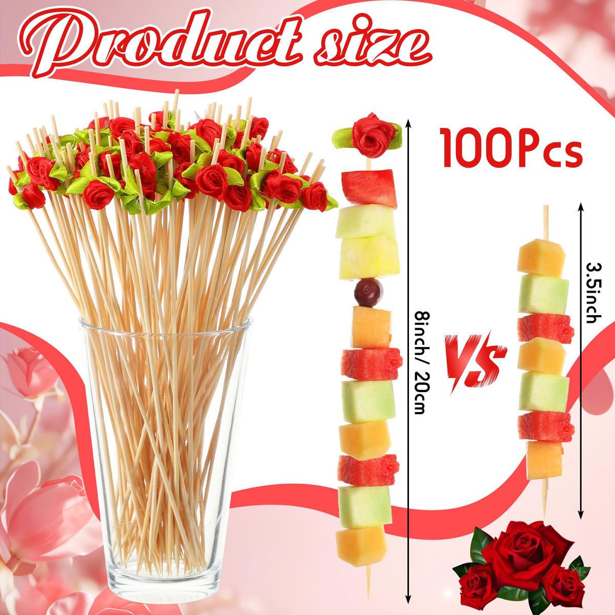 FoldTier bamboo skewers ideal for appetizers and fruit kebabs.