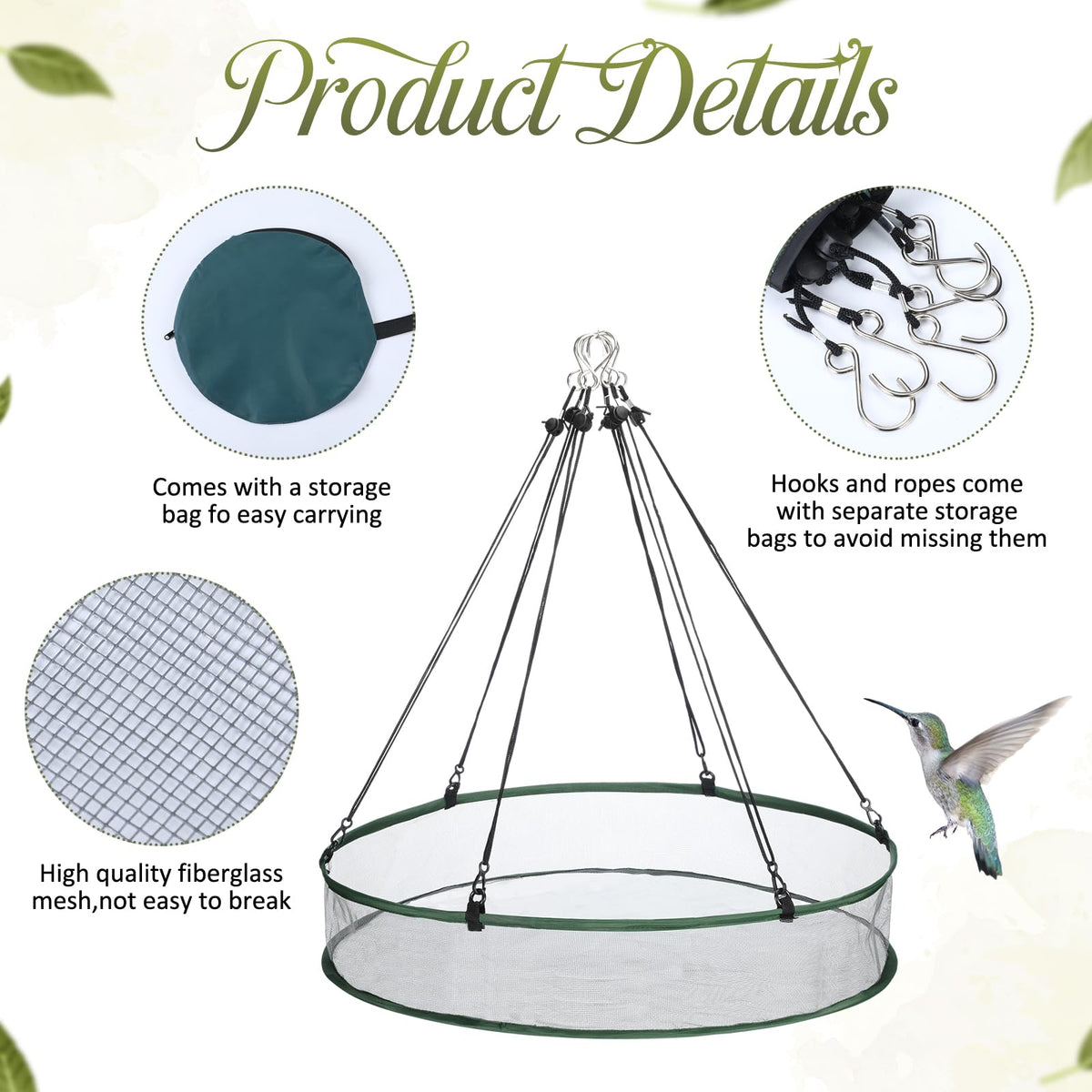 FoldTier fiberglass mesh and steel wire ensure durable, weather-ready construction.