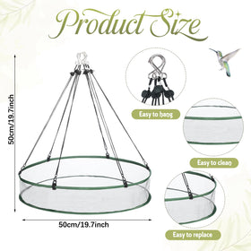 FoldTier hanging hoop platform used with bird feeders to organize feeding space.