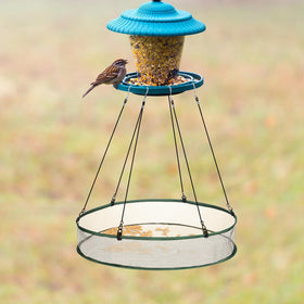 FoldTier 24x24 inch seed catcher accommodates many birds at once.