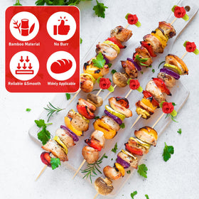 FoldTier long 8 inch skewers sturdy for heavier appetizers.