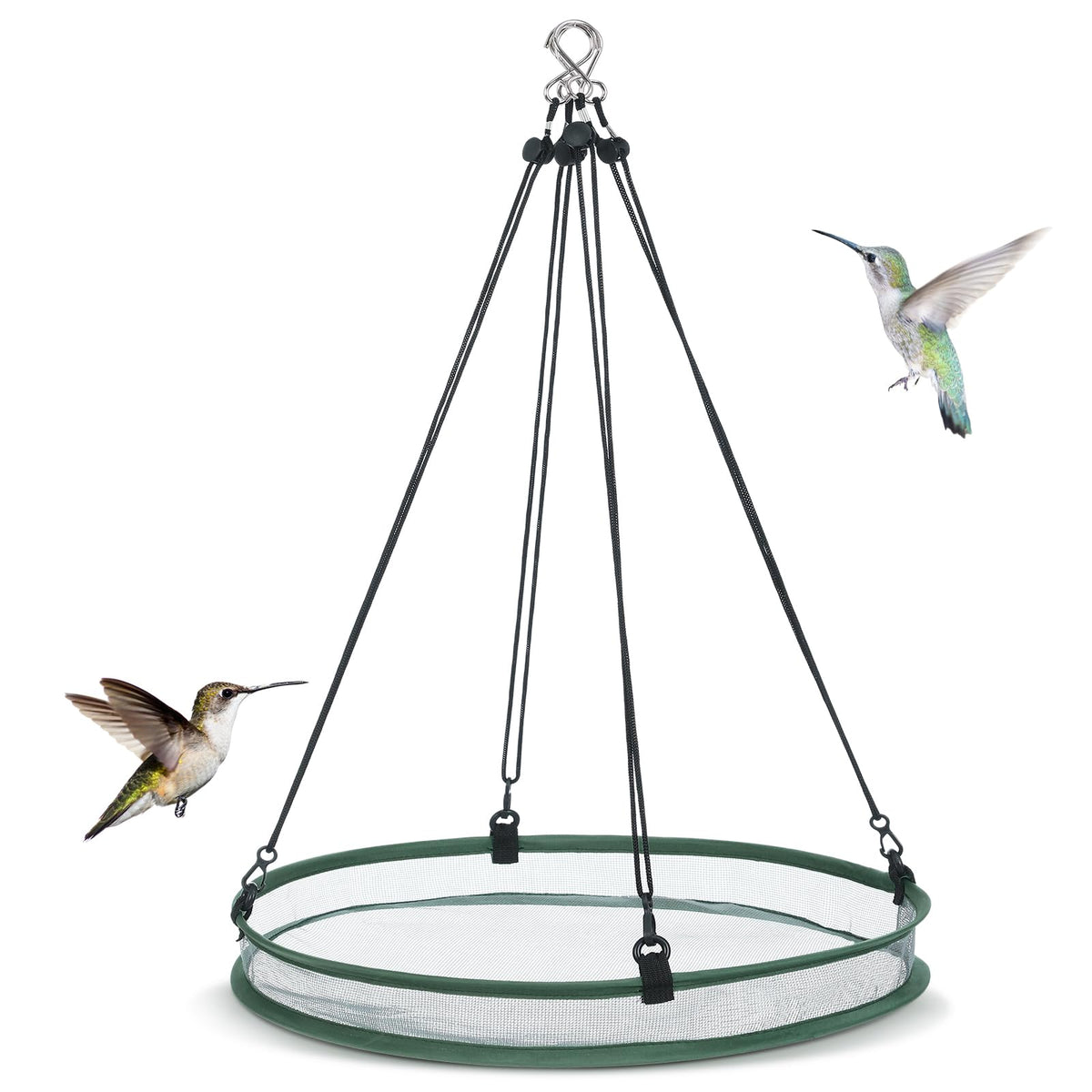 FoldTier seed catcher hoop for outdoor feeders reduces waste while birds feed.