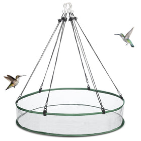FoldTier seed catcher hoop 24-inch in garden helps birds share meals and reduce waste.
