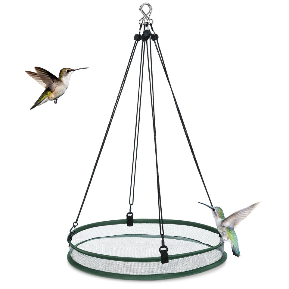 FoldTier seed catcher hoop assembled for a 16-inch outdoor feeding station with stable construction.