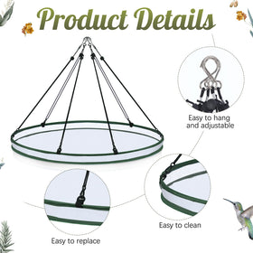 FoldTier seed catcher hoop closeup shows durable fiberglass mesh and steel wire.