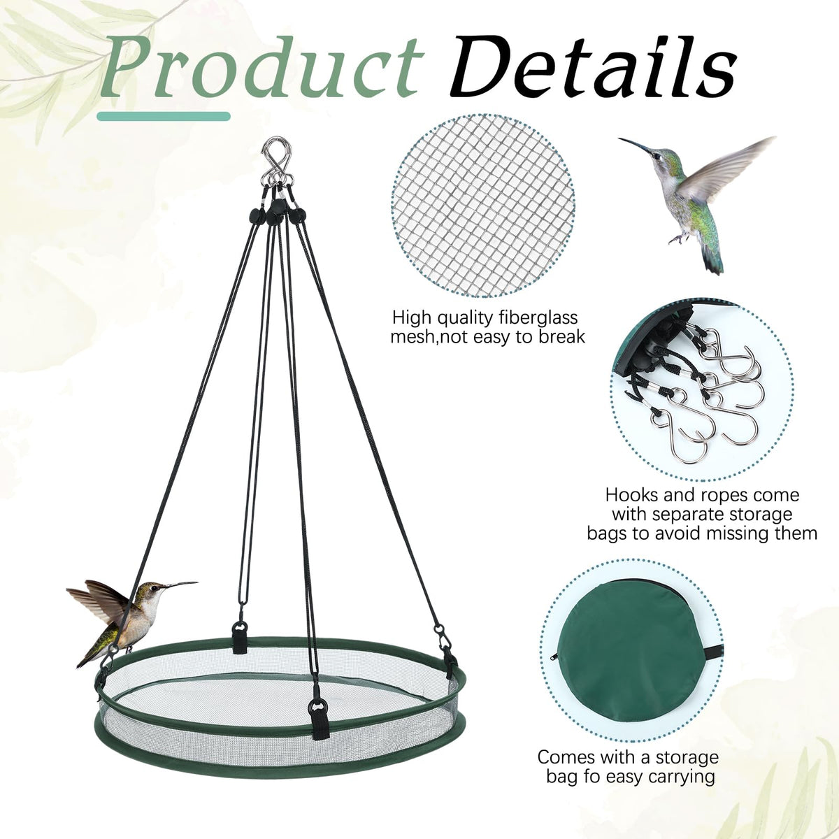FoldTier seed catcher hoop closeup mesh highlights durable fiberglass mesh and steel wire.