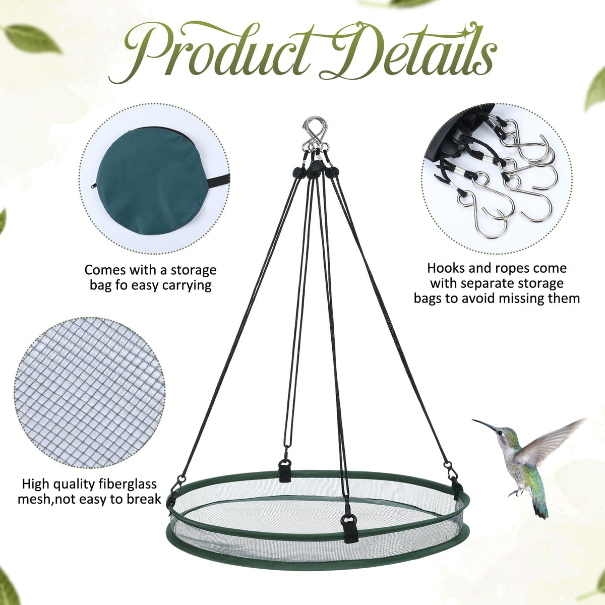 FoldTier universal bird feeder tray supports multiple species sharing space.