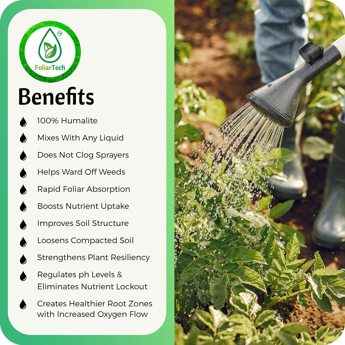 FoliarTech Humic Acid Lawn Fertilizer compacted-soil remedy improves soil permeability