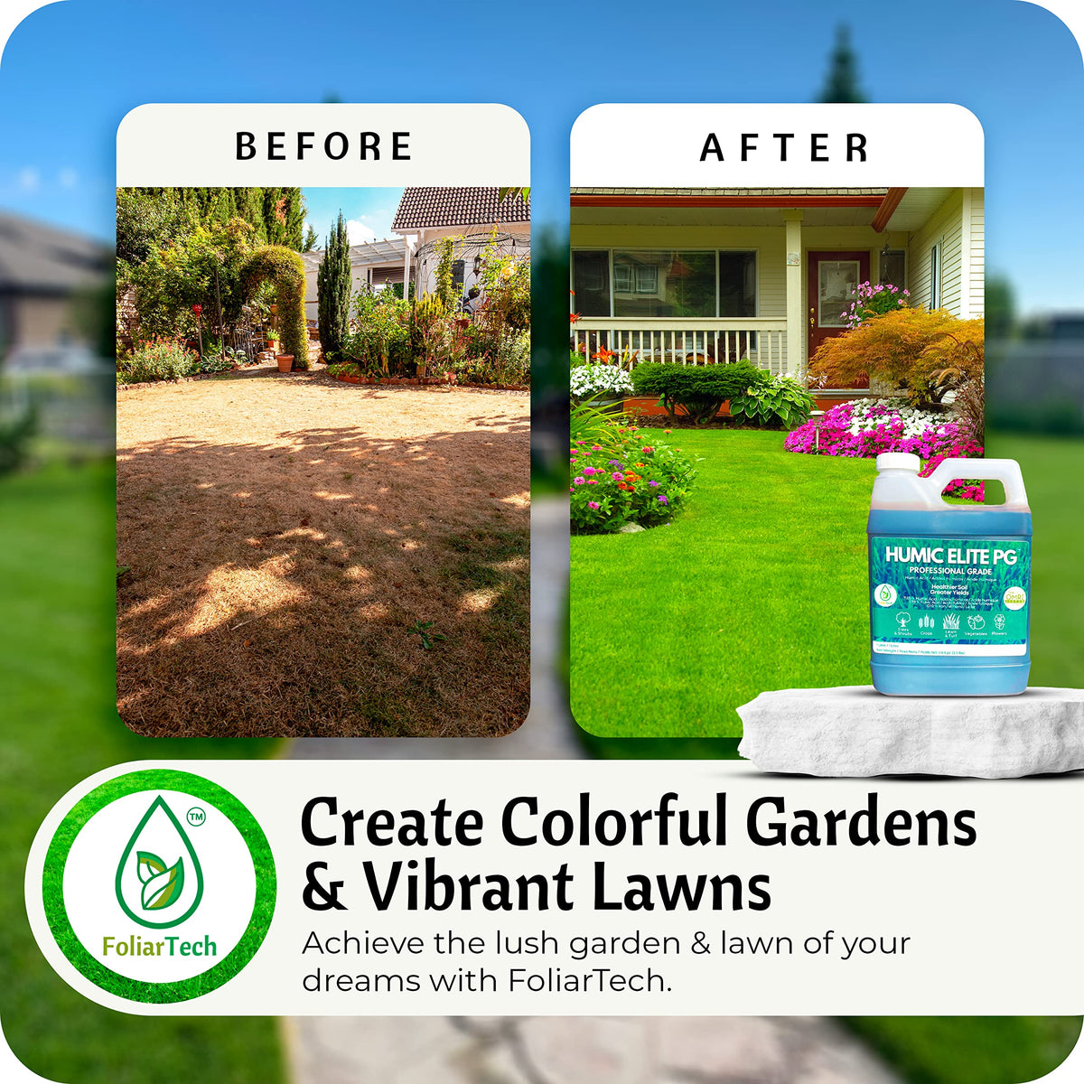 FoliarTech Humic Acid Lawn Fertilizer sprayer application supports even coverage for healthy growth