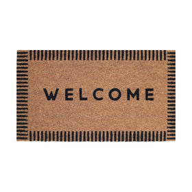 Folkulture Welcome Matt Outdoor front-door closeup shows eco-friendly coir that traps dirt
