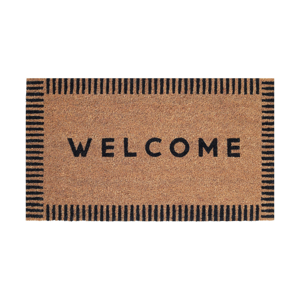 Folkulture Welcome Matt Outdoor front-door closeup shows eco-friendly coir that traps dirt