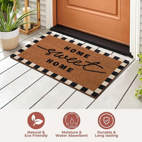 Folkulture Welcome Matt Outdoor durable mat withstands weather while trapping dirt.