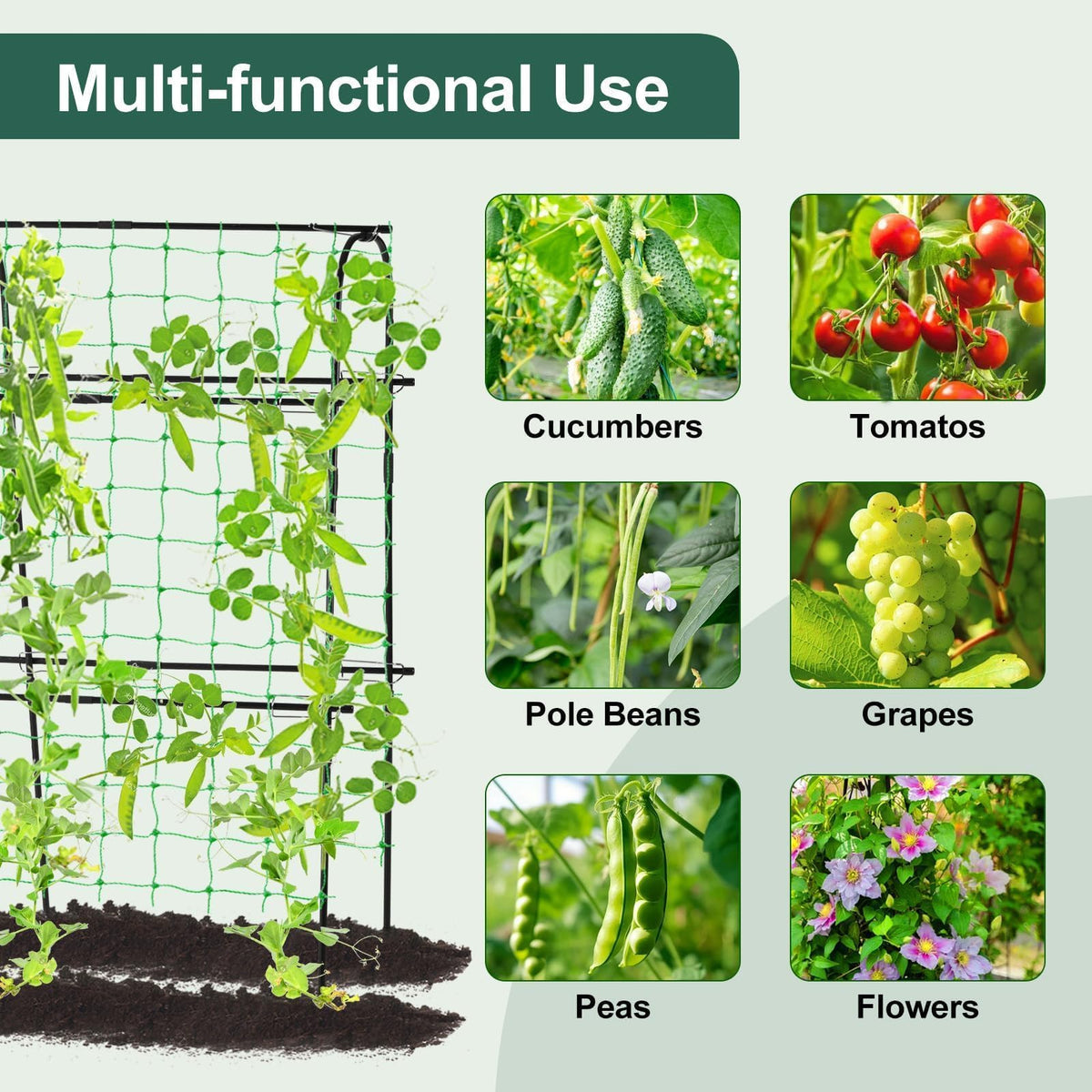 Follook cucumber trellis arch design offering strong vertical plant support.