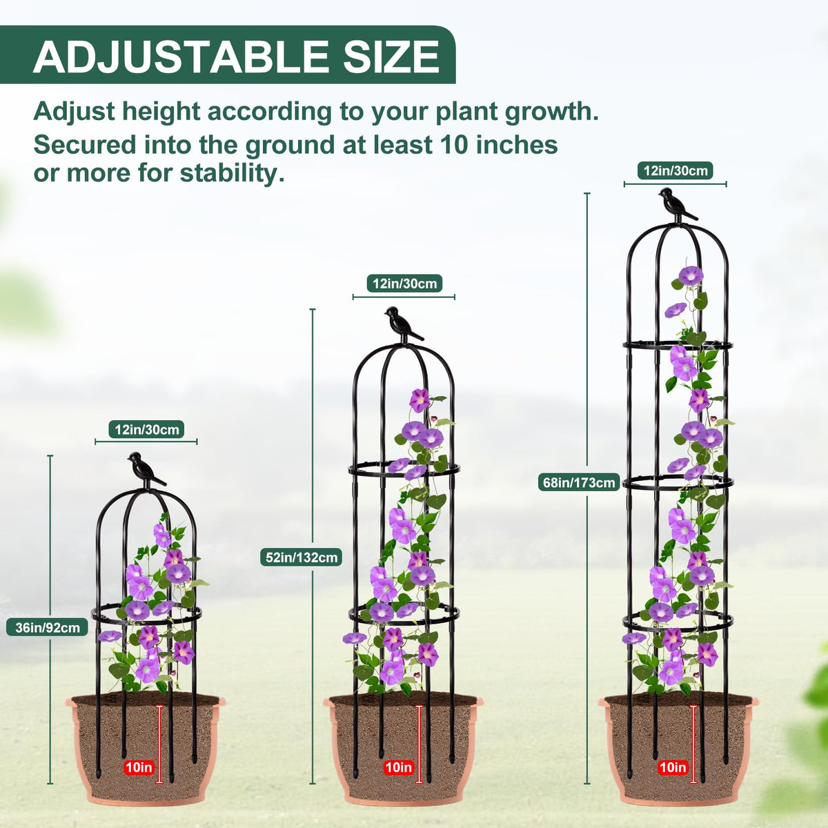 Follook Easy-install Trellis enables tool-free setup for quick garden enhancement.