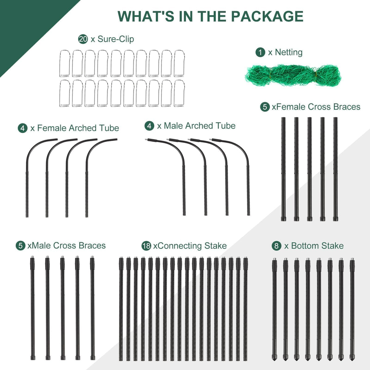 FOLLOOK garden cucumber trellis U-shaped arch design ideal for compact beds.
