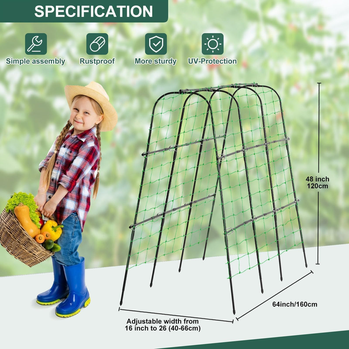 FOLLOOK garden cucumber trellis vertical support for climbing vegetables.