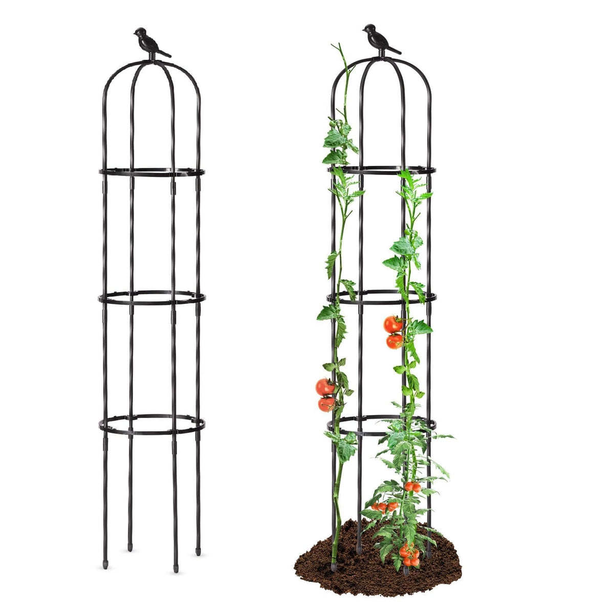 Follook Garden Trellis 67-inch tall obelisk supports climbing plants with stable structure.