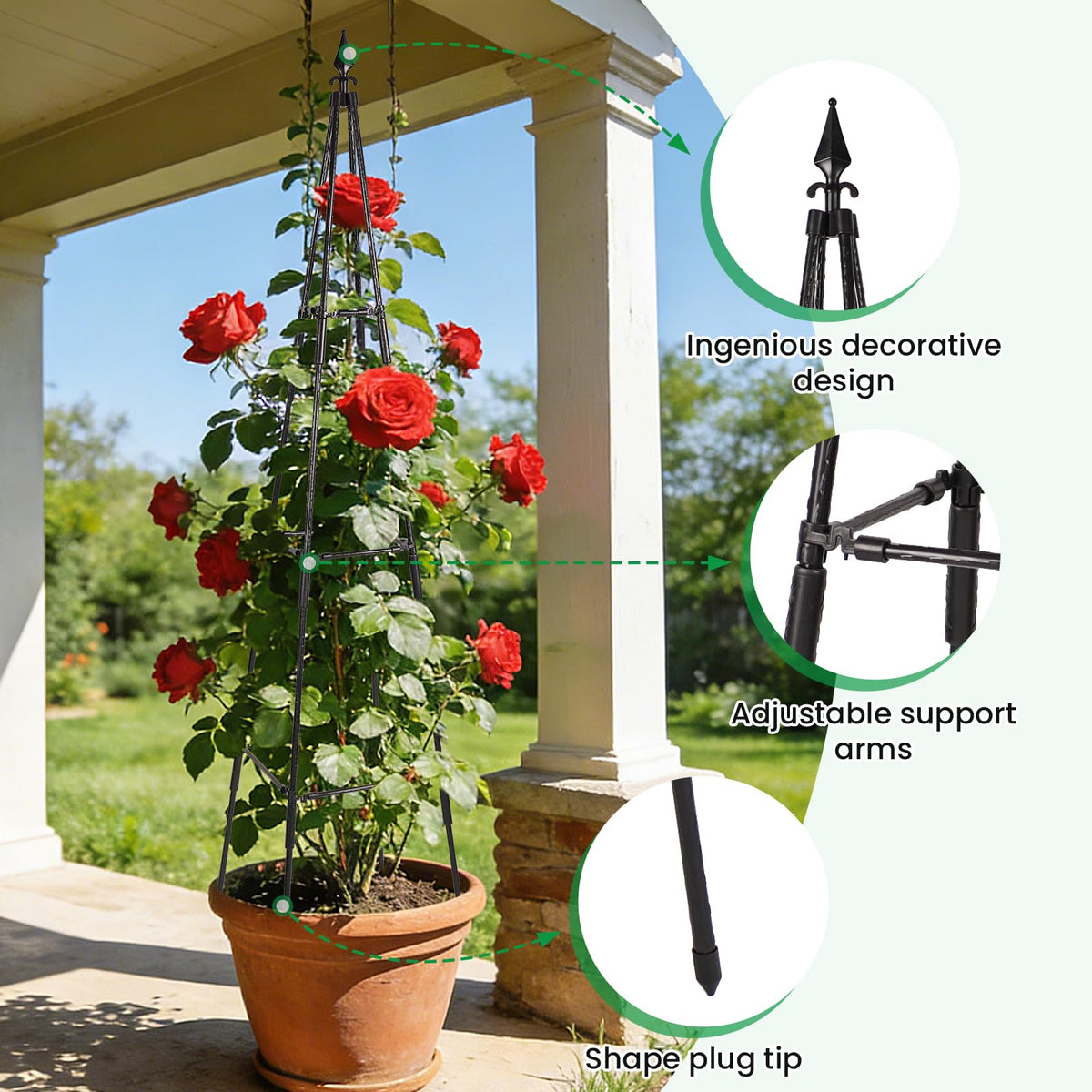 FOLLOOK poly-coated steel frame resists weather for long-term outdoor use.