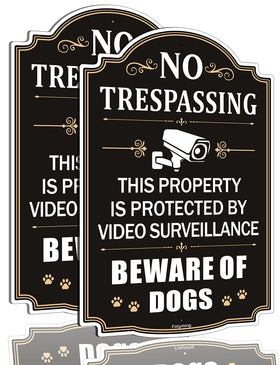 Folyming no trespassing video surveillance sign 12x8 boosts property deterrence at night