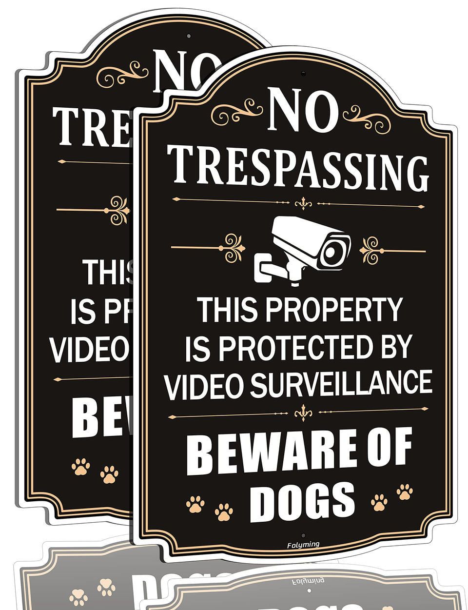 Folyming no trespassing video surveillance sign 12x8 boosts property deterrence at night