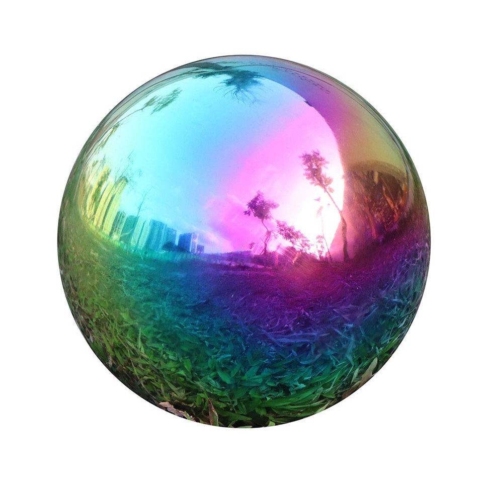 Folytiy Rainbow Gazing Ball 6-inch reflecting sunlight for garden decor and interiors