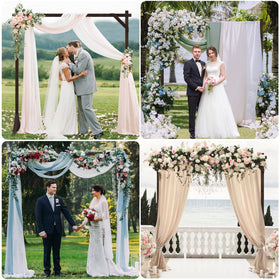 Fomcet wooden arch ceremony scene, perfect frame for vows and photos.