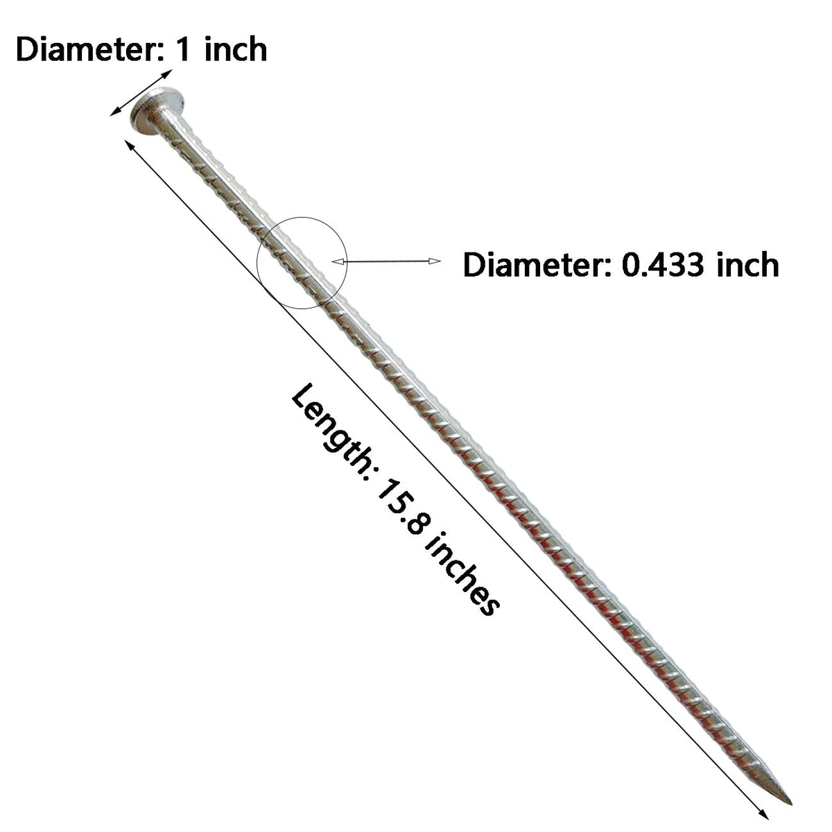 FOMMEN Rebar Stakes side profile showing 1/2 inch diameter in rugged steel.