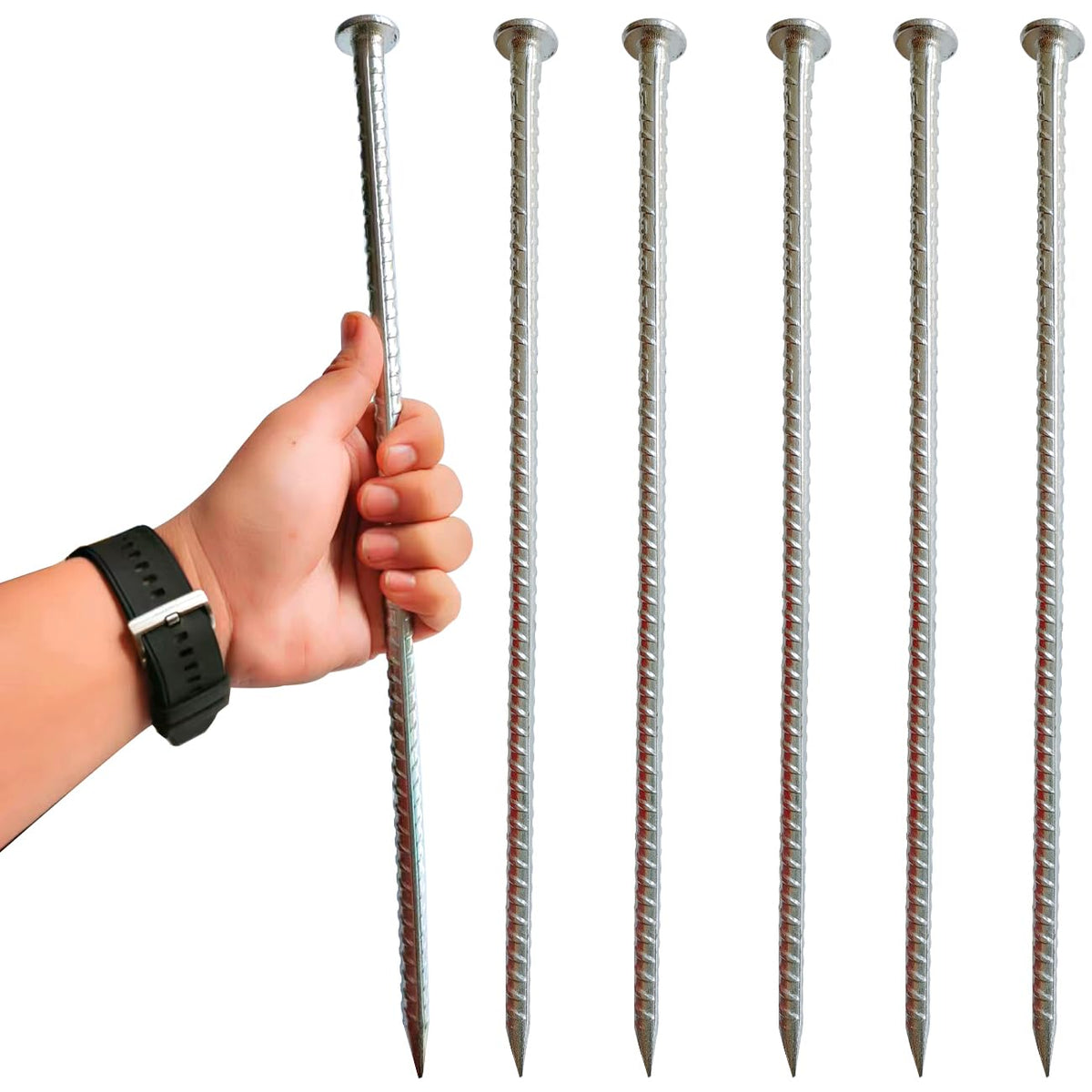 FOMMEN Rebar Stakes 16 inch top view for secure asphalt anchoring.