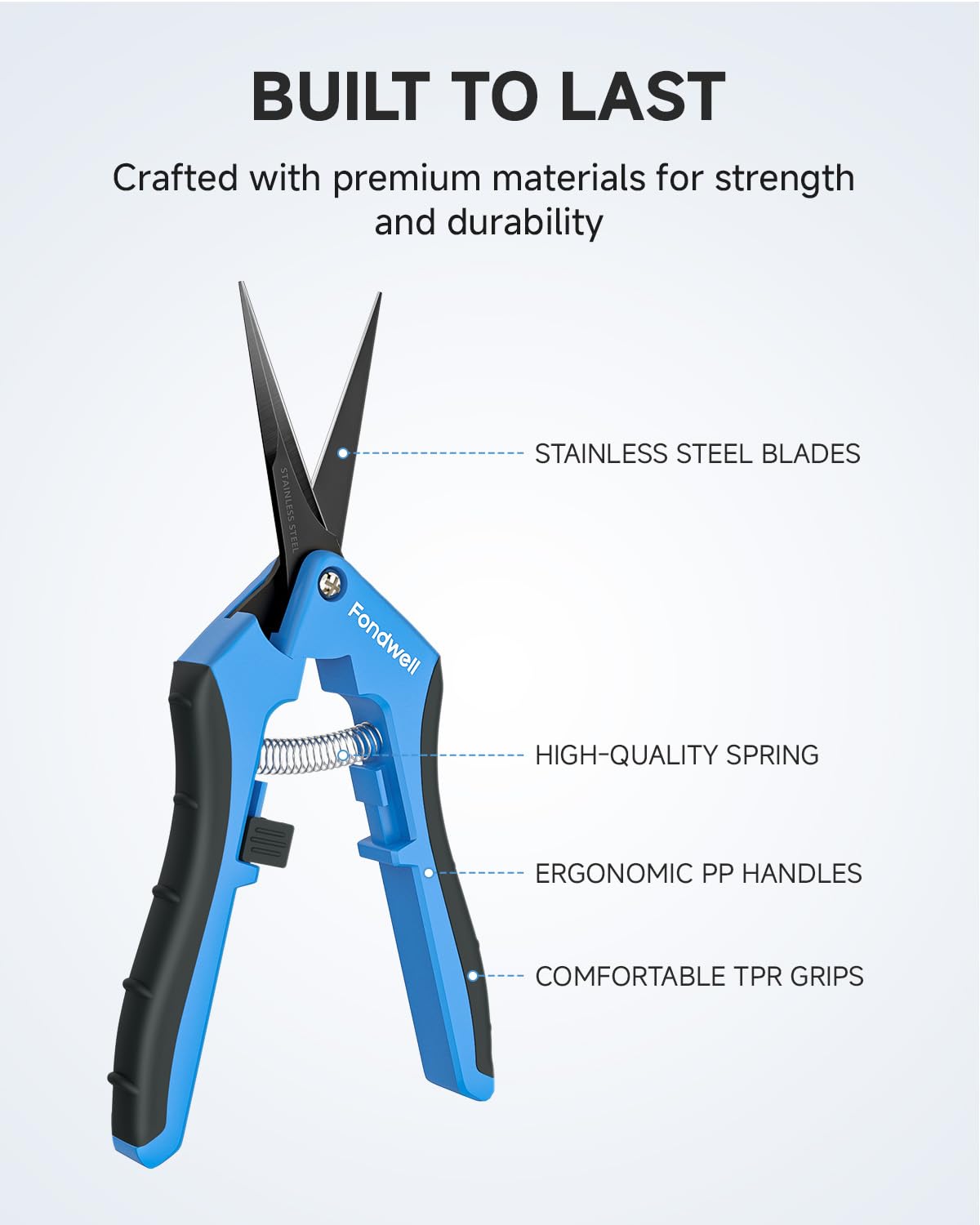 Fondwell pruning shears suitable for bonsai, herbs, buds, and delicate stems.