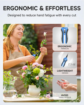 Fondwell pruning shears have a durable spring-action design for smooth, repeated cuts.