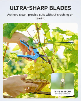 Fondwell pruning shears use push-to-lock safety for secure between-tasks handling.