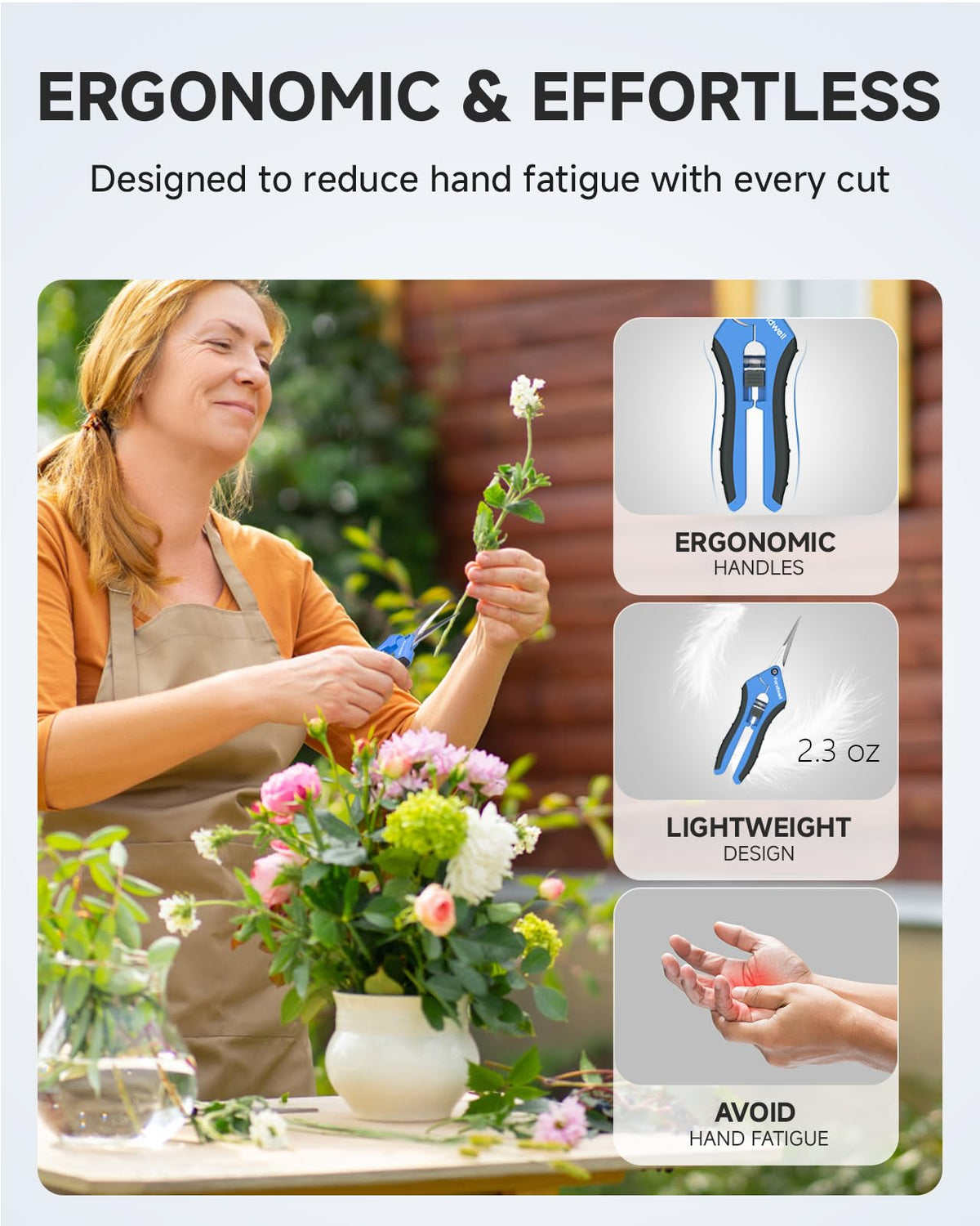 Fondwell rust-resistant stainless steel pruning blades for longevity