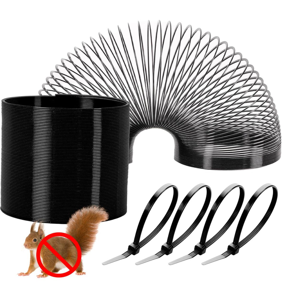 Foneso Squirrel-Proof Spring Device guards feeders from rodents for peaceful bird watching.