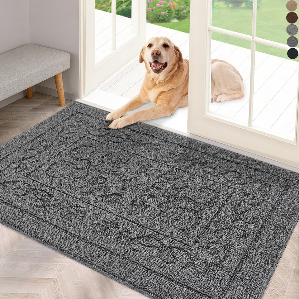 FONEYI Dirt Trapper door mat shown at entrance with large scraping surface